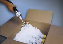 Light Duty Line Vac dispenses packing peanuts