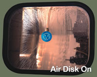 Air Disk window blowoff for closed top machines